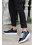 Valendo Lacivert Rugan Garantili Erkek Günlük Casual Bağcıklı Tabanlı Sneaker Spor Ayakkabı VALENDO-5141 2