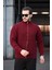 Oversize Selanik Örme Fermuarlı Erkek Hırka- Bordo 4