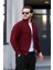 Oversize Selanik Örme Fermuarlı Erkek Hırka- Bordo 5