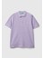 Erkek Lila Pamuk Göğsü Logo Işlemeli Düğmeli Polo T-Shirt 2