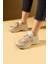 Taş Detaylı Rahat Taban Bağcıklı Kadın Sneaker 36-874-25 1