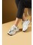 Taş Detaylı Rahat Taban Bağcıklı Kadın Sneaker 36-874-25 2