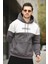 Perez Nakışlı Üç Iplik Pamuklu Parçalı Kapüşonlu Erkek Sweatshirt 1