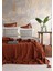 Çift Kişilik Trıkolu Battanıyelı Set Stampıno Terracotta - Nevresım 1