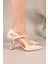 Velora Yan Dekolteli Topuklu Ayakkabı Ten 5