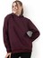 Kadın Kapüşonlu Basic Regular Sweatshirt Bordo 1