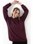 Kadın Kapüşonlu Basic Regular Sweatshirt Bordo 4