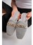 Kadın Taşlı Önü Kapalı Hasır Dantel Terlik Günlük Kullanım 1