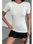 Rahat ve Şık Kısa Kollu Bisiklet Yaka Likralı Viskon Penye Body Ekru ( Lisinya ) 3