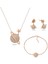 Rose Gold Gümüş Gezegen Bayan Kolye Küpe Bileklik Seti 1