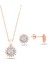 Rose Gold Zirkon Taşlı Bayan Kolye Küpe Seti 1