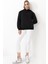 Kadın Kapüşonlu Basic Regular Sweatshirt Siyah 2