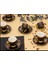 Luxury Fashion Motif Desen Siyah Gold Ayaklı 6 Kişilik Kahve Fincan Takımı PUREBONE-005 1 Adet 1