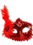 Kırmızı Mat Renk Yandan Tüylü Güllü Parti Balo Venedik Maskesi 16X22 1