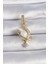 Pirinç Gold Renk Zirkon Taş Detaylı Hilal Model Sallantı Incili Ajda Charm - TJ-BC1012 1