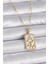 316L Çelik Gold Renk Zincir Aslan Burcu Zirkon Taşlı Kadın Kolye - TJ-BKO9460 1