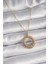 316L Çelik Gold Renk Zincir Gümüş Zirkon Taşlı Daire Model Kadın Kolye - TJ-BKO9481 1