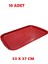 10 Adet Büyük Kırmızı Plastik Servis Tepsisi Kırılmaz Lokanta Büfe Fast Food Kullanım ( 53 X37 Cm) 1