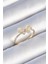 Pirinç Gold Renk Beyaz Mineli Zirkon Taşlı Kelebek Model Kadın Yüzük - TJ-BYK3464 1