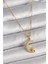 316L Çelik Gold Renk Zincir Zirkon Taşlı Hilal Model Yıldız Detay Kadın Kolye - TJ-BKO9654 1