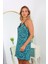 Kadın Pamuk Büyük Beden Ip Askılı Desenli Gecelik 999 Su Yeşili 2
