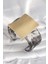 Siyah Mermer Desen Akrilik Plastik Gold Kare Plaka Model Vintage Kadın Bilezik - TJ-BB6681 1