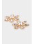 Kadın Çiçek Motifli Taşlı Gold Küpe E8076AXNS 2
