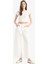 Culotte Gabardin Kumaş Pantolon Yüksek Bel Basic Düz Cepli Geniş Bol Paça C7535AX25SP 3
