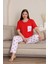 %100 Pamuk Büyük Beden 3 Parça Kadın Pijama Takımı 3