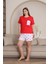 %100 Pamuk Büyük Beden 3 Parça Kadın Pijama Takımı 4