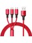 3ın1 Kırmızı 1.2 Metre (Mıcro USB - Lıghtnıng - Type C) Telefon Şarj Kablosu (4887) 1
