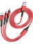 3ın1 Kırmızı 1.2 Metre (Mıcro USB - Lıghtnıng - Type C) Telefon Şarj Kablosu (4887) 2