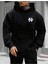 Erkek Siyah New York Baskılı Kapüşonlu Sweatshirt 1