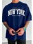 Unisex Beautiful New York Baskılı Oversize Boyamalı Tişört 1