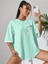 Unisex Cat Renkli Özel Baskılı Oversize Pamuk Bisiklet Yaka Penye T-Shirt 2