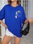 Unisex Cat Renkli Özel Baskılı Oversize Pamuk Bisiklet Yaka Penye T-Shirt 4