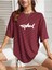 Unisex Kadın/erkek Shark Renkli Özel Baskılı Oversize Pamuk Bisiklet Yaka Penye T-Shirt 1