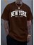 Unisex Beautiful New York Baskılı Oversize Boyamalı Tişört 1