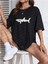Unisex Kadın/erkek Shark Renkli Özel Baskılı Oversize Pamuk Bisiklet Yaka Penye T-Shirt 4