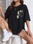 Unisex Cat Renkli Özel Baskılı Oversize Pamuk Bisiklet Yaka Penye T-Shirt 3