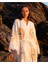 Göz Figür Desen Baskılı Müslin Kaftan Kimono Peştemal Bornoz (BOYU 125 CM) 2