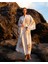 Göz Figür Desen Baskılı Müslin Kaftan Kimono Peştemal Bornoz (BOYU 125 CM) 3