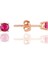 Işıltılı 925 Ayar Gümüş Rose Kaplama Ruby Taşlı Tek Taş Küpe 4 mm 2