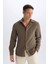 Modern Fit Polo Yaka Dokuma Uzun Kollu Gömlek D7246AX25SP 3