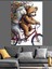 Bisiklet Kullanan Ayı ve Kuzu Dekoratif Kanvas - Mdf Ahşap Tablo 1