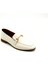 Krem Deri Düz Loafer 3