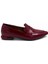 Bordo Kırışık Rugan Düz Topuklu Loafer Ayakkabı 1