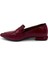 Bordo Kırışık Rugan Düz Topuklu Loafer Ayakkabı 2