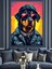 Deri Ceketli Karizmatik Rottweiler Dekoratif Kanvas - Mdf Ahşap Tablo 4