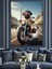 Motorcu Köpek Dekoratif Kanvas - Mdf Ahşap Tablo 4